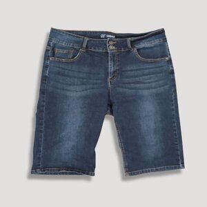 Sandpiper Denim Bermuda Shorts Mid-Length Stretch Flexible Fit Dark Wash Blue 18